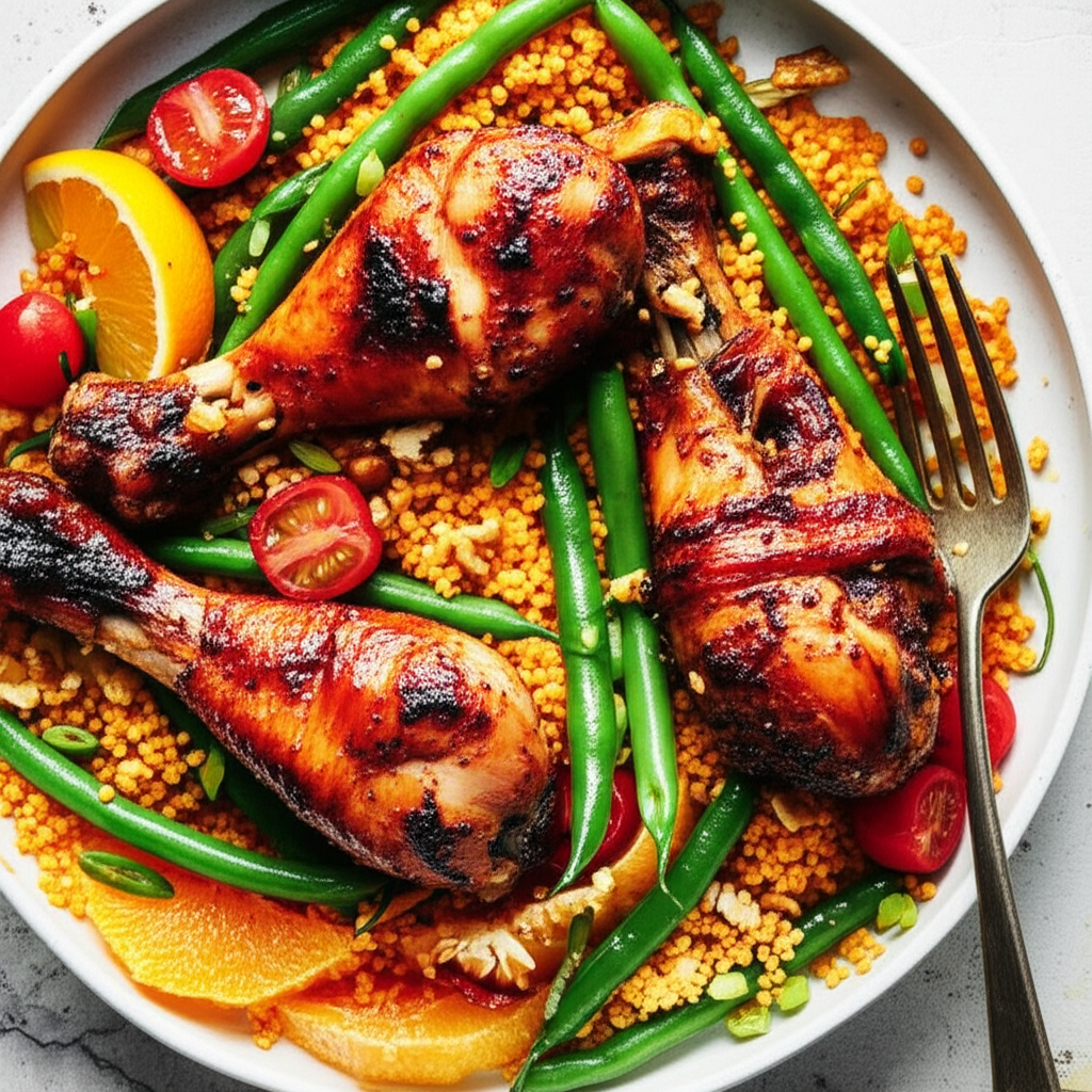 Barbecued Drumsticks With Orange Couscous image