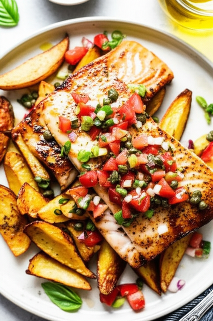 Barbecued Fish With Crisp Potatoes image