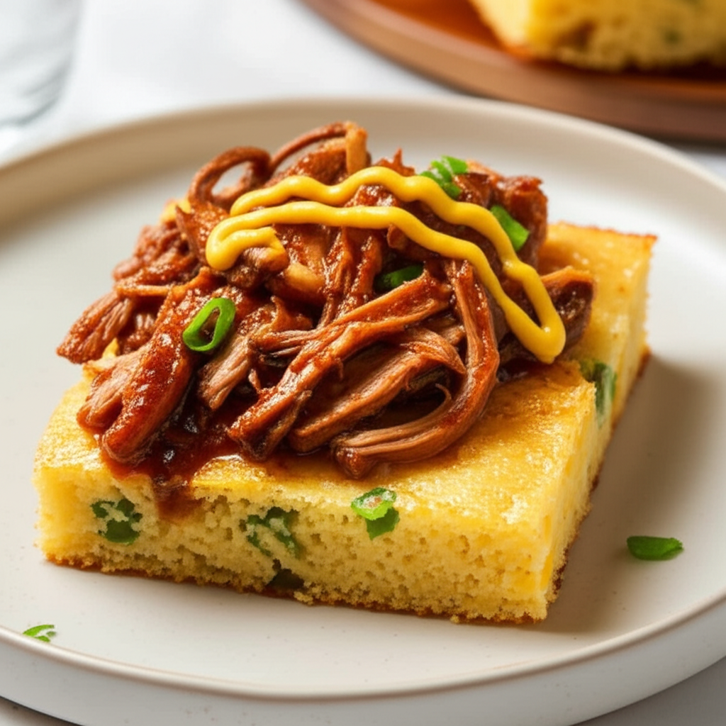 Barbecued Pork With Cheese Cornbread image