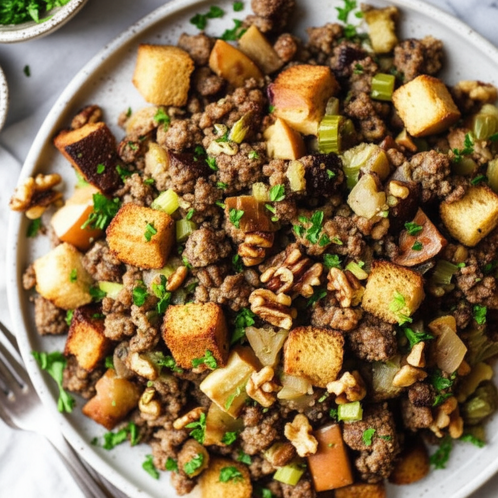Sage Sausage Apple Walnut Stuffing Dressing image
