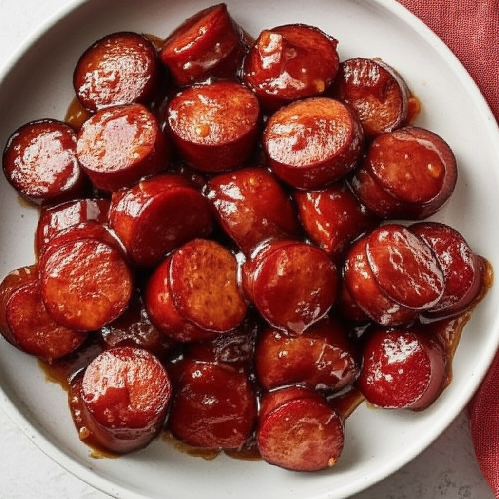 Barbecued Sausage Pieces Crock Pot image