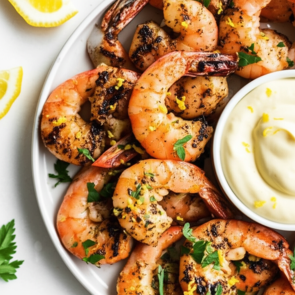 Barbecued Shrimp With Garlic Mayonnaise image