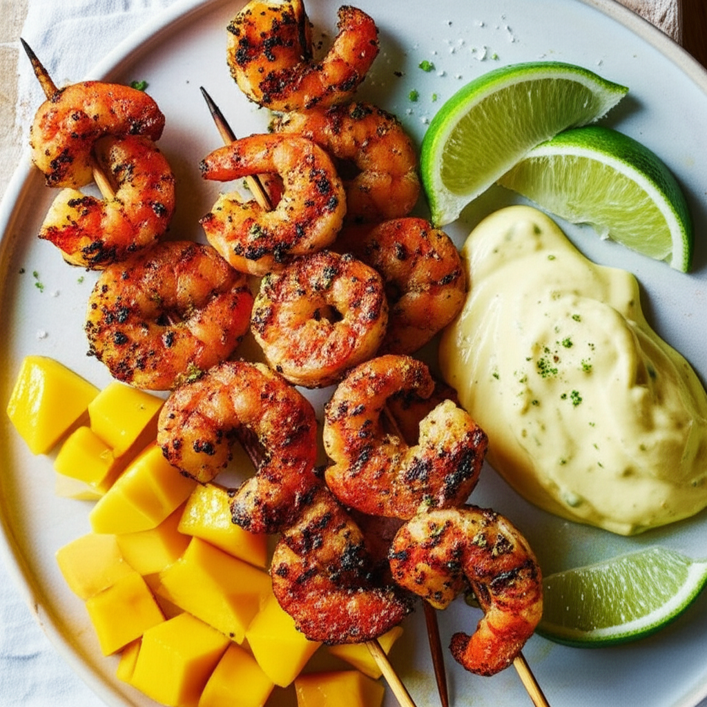 Barbecued Shrimp With Mango Lime Mayonnaise image