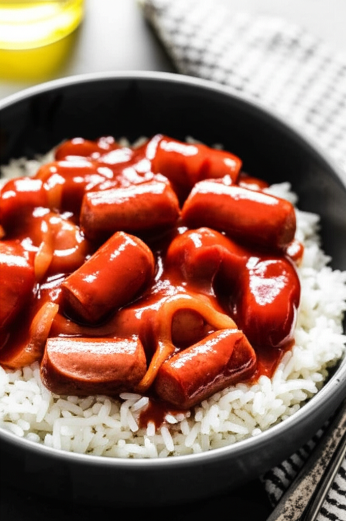 Barbecued Wennies Over Rice image