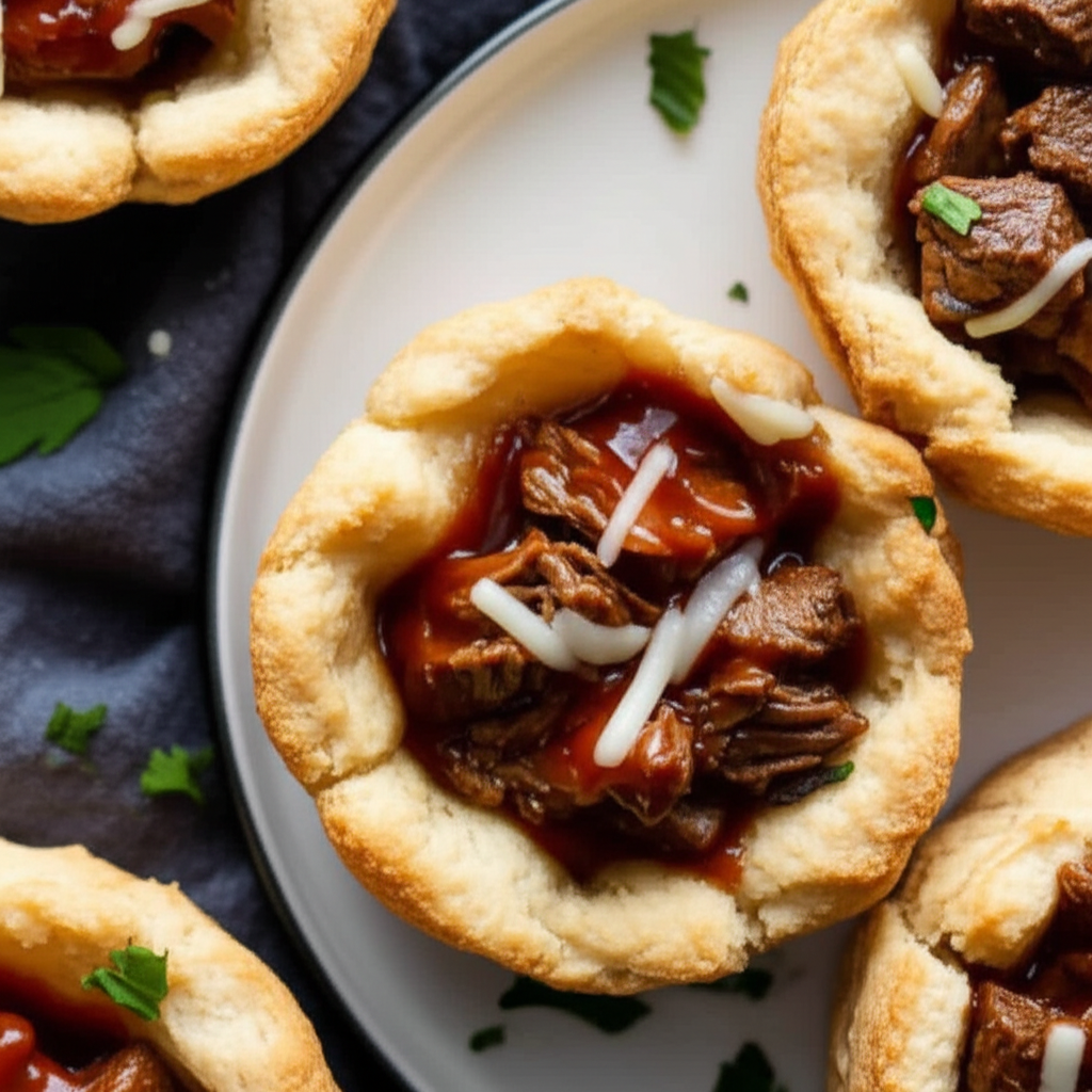 Barbeque Beef In Biscuit Baskets image