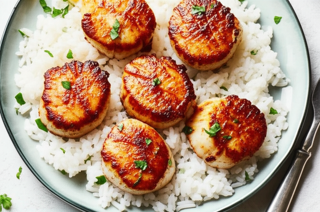 Barbequed Scallops On Rice 1 2 3 image