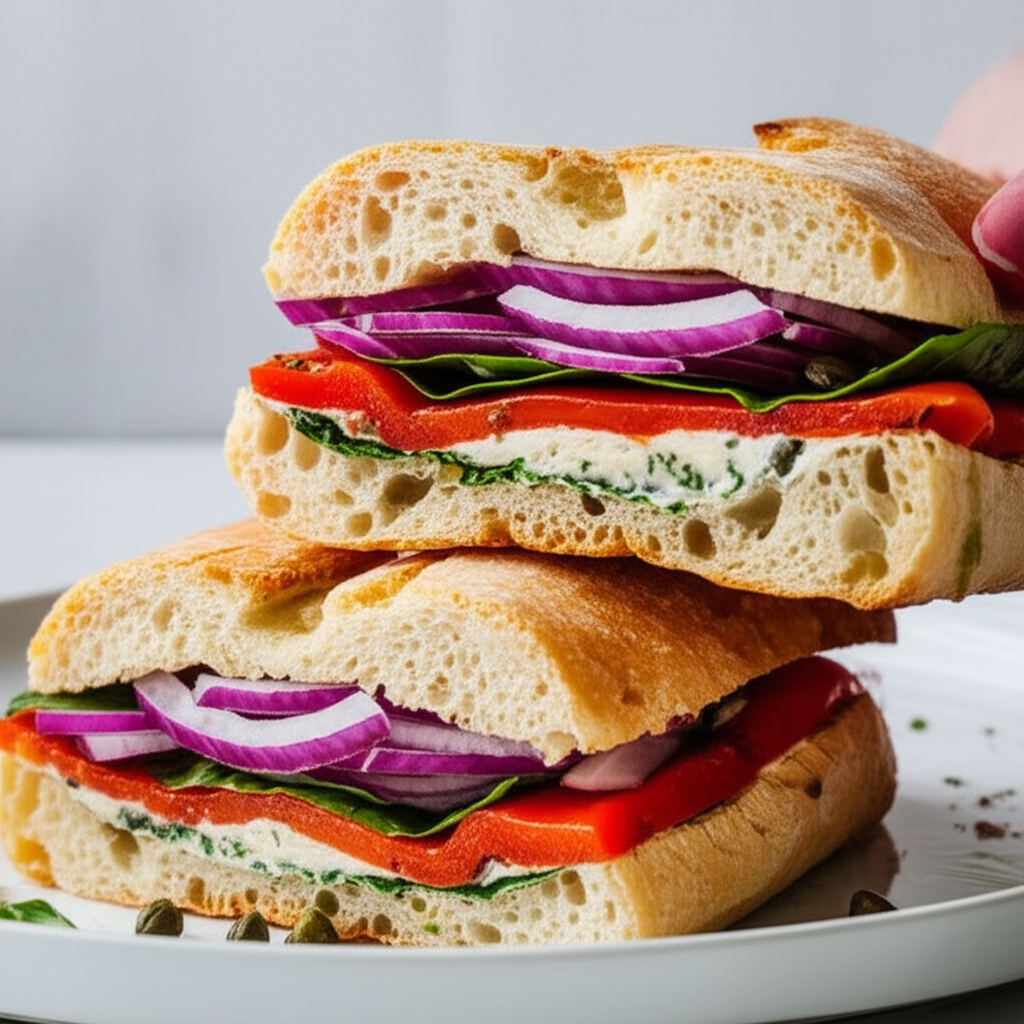 Barefoot Contessa's Roasted Pepper And Goat Cheese Sandwiches image