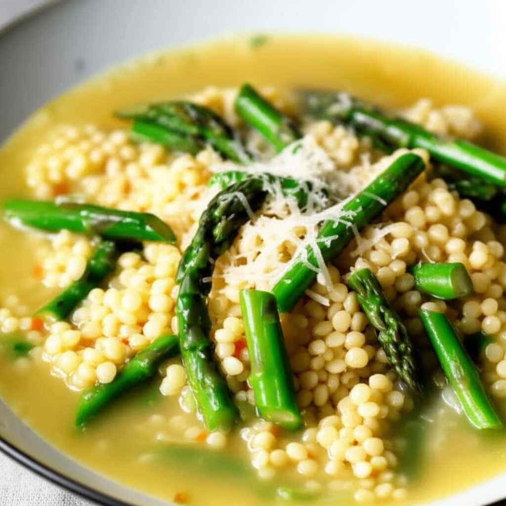 8 Minute Asparagus Couscous Soup Quick And Easy image