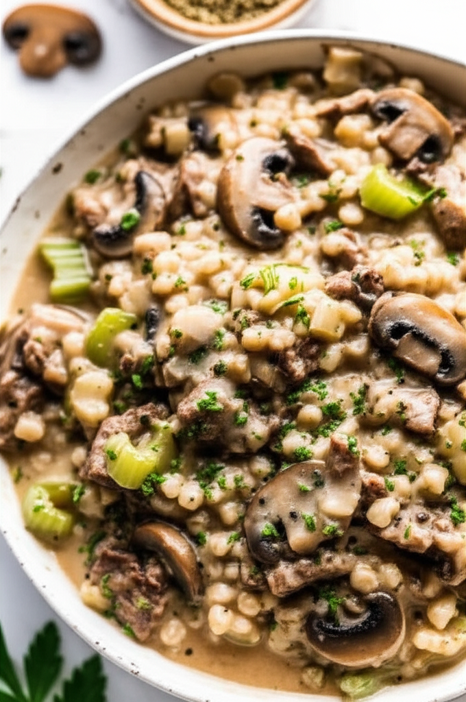Barley Beef Stroganoff Crock Pot image