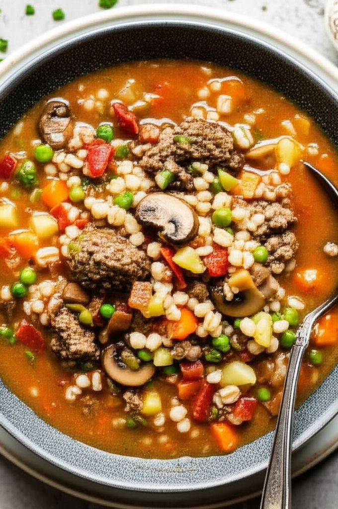 Barley Burger Main Course Soup image