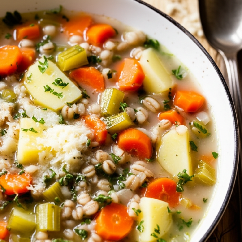 Barley Soup With Potatoes And Carrots image
