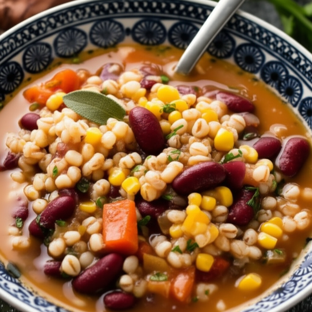 Barley Soup With Red Beans Corn And Sage image