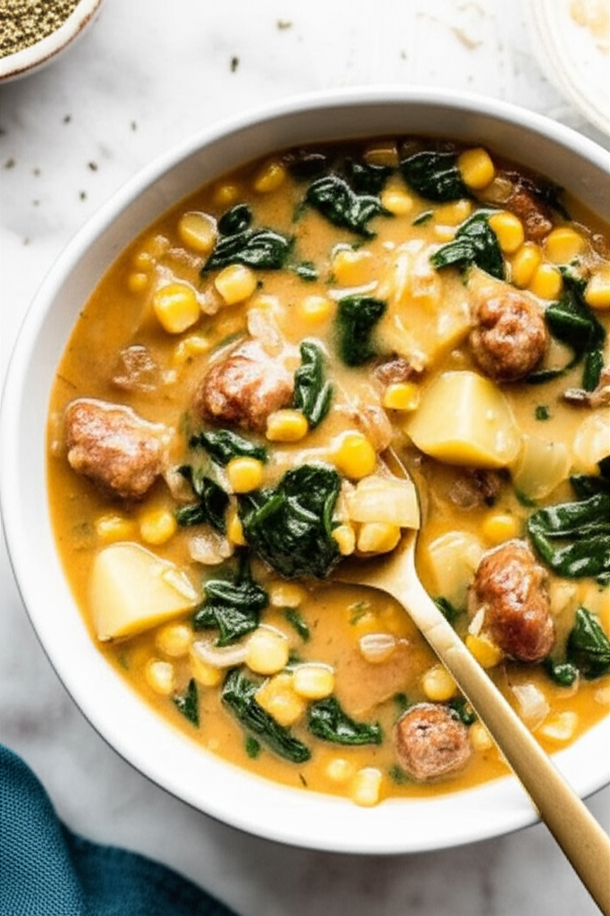 Sausage Potato And Spinach Soup image