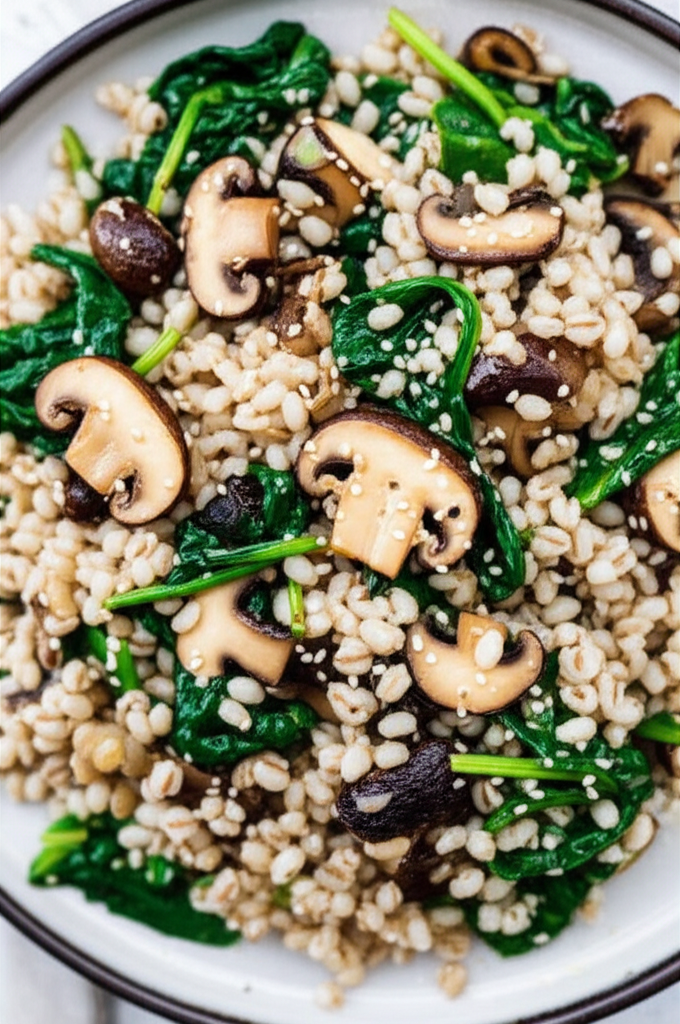 Barley Shiitake And Spinach Pilaf image