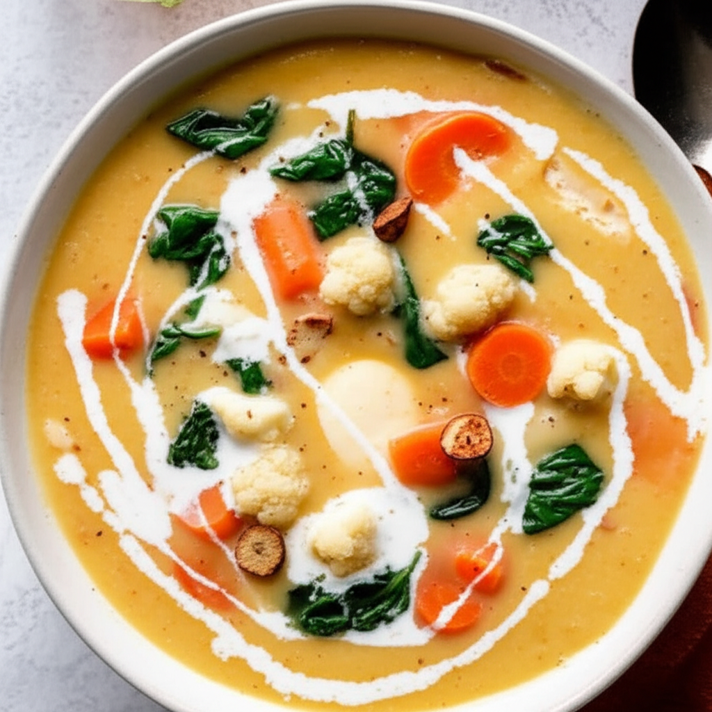 Savory Cauliflower And Yam Soup image
