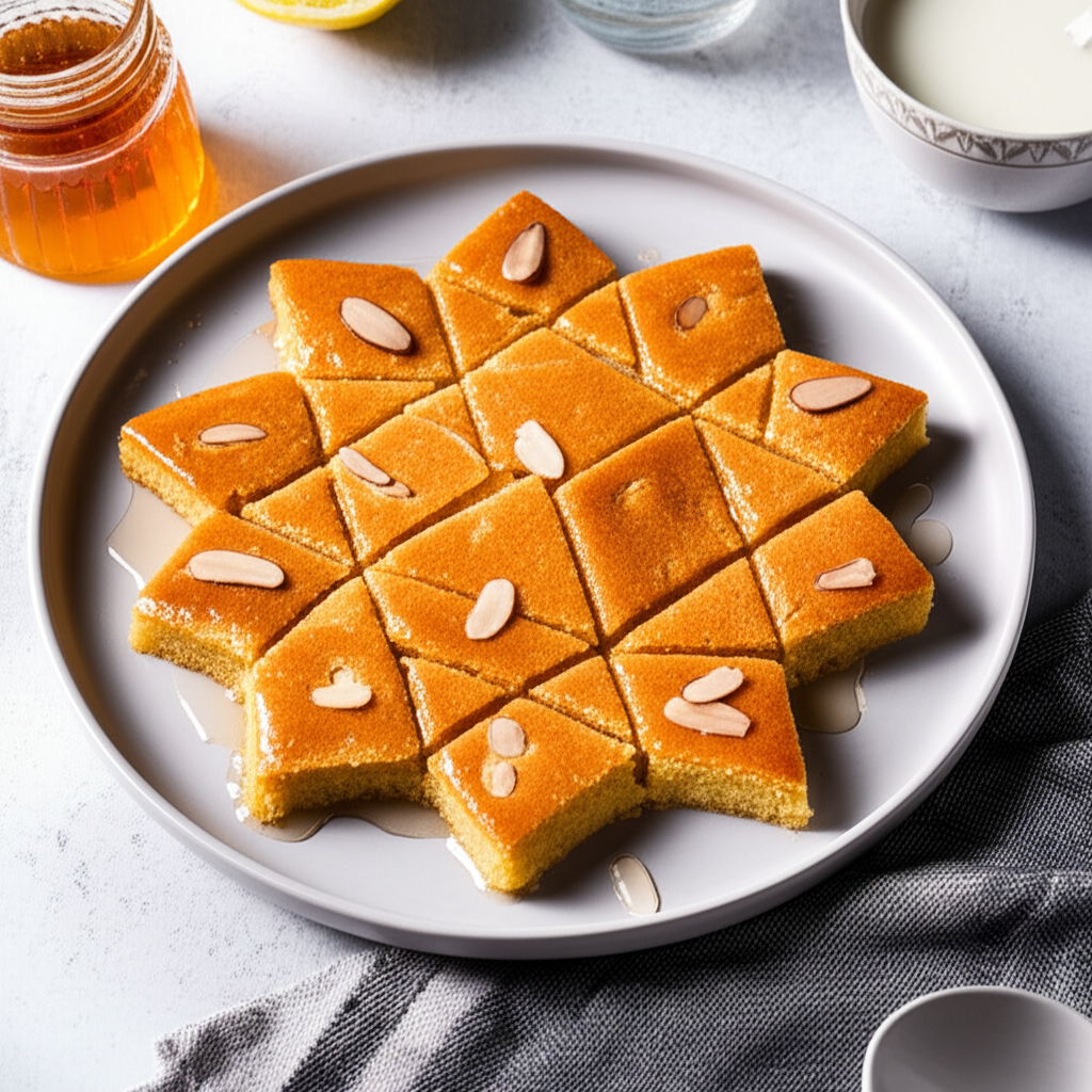 Basbousa Semolina Cakes With Syrup image