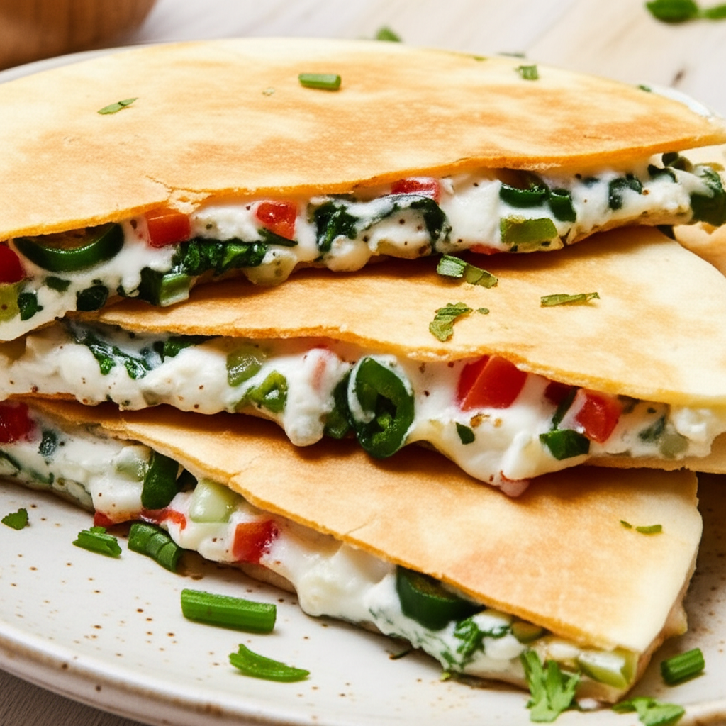 A Cheesy Creamy Spinach Quesadilla image