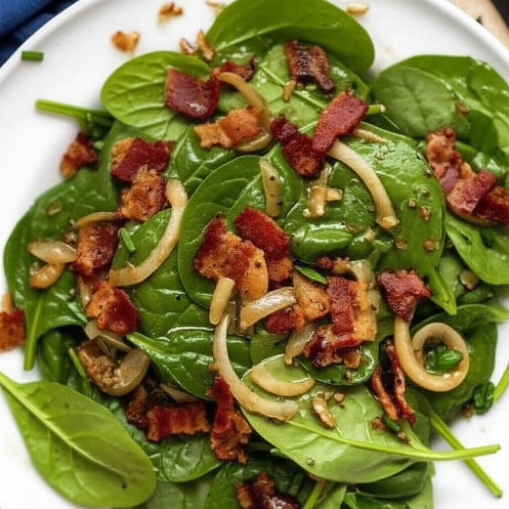 Basic Spinach Salad With Hot Bacon Dressing image