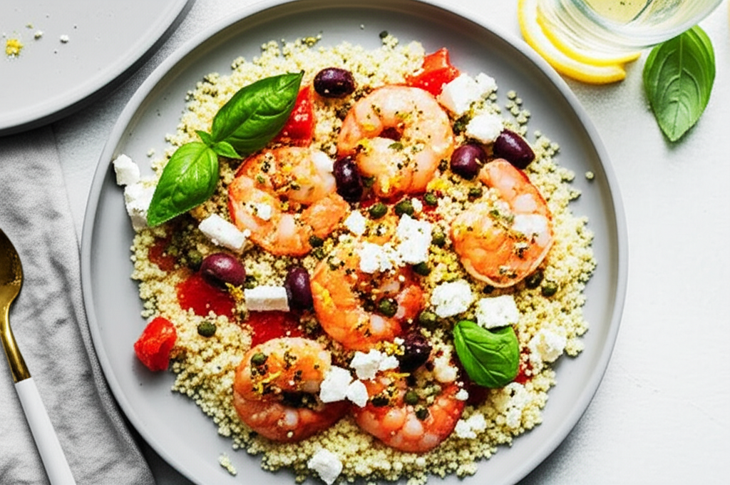 Shrimp With Feta Over Couscous image