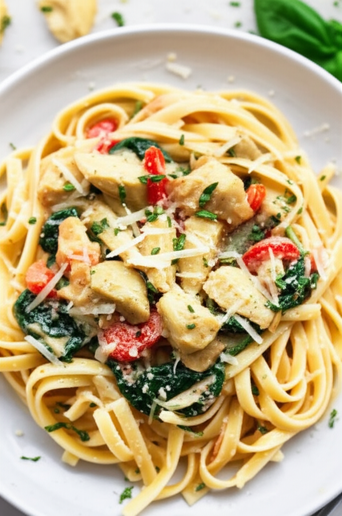 Basil Artichoke Fettuccini image