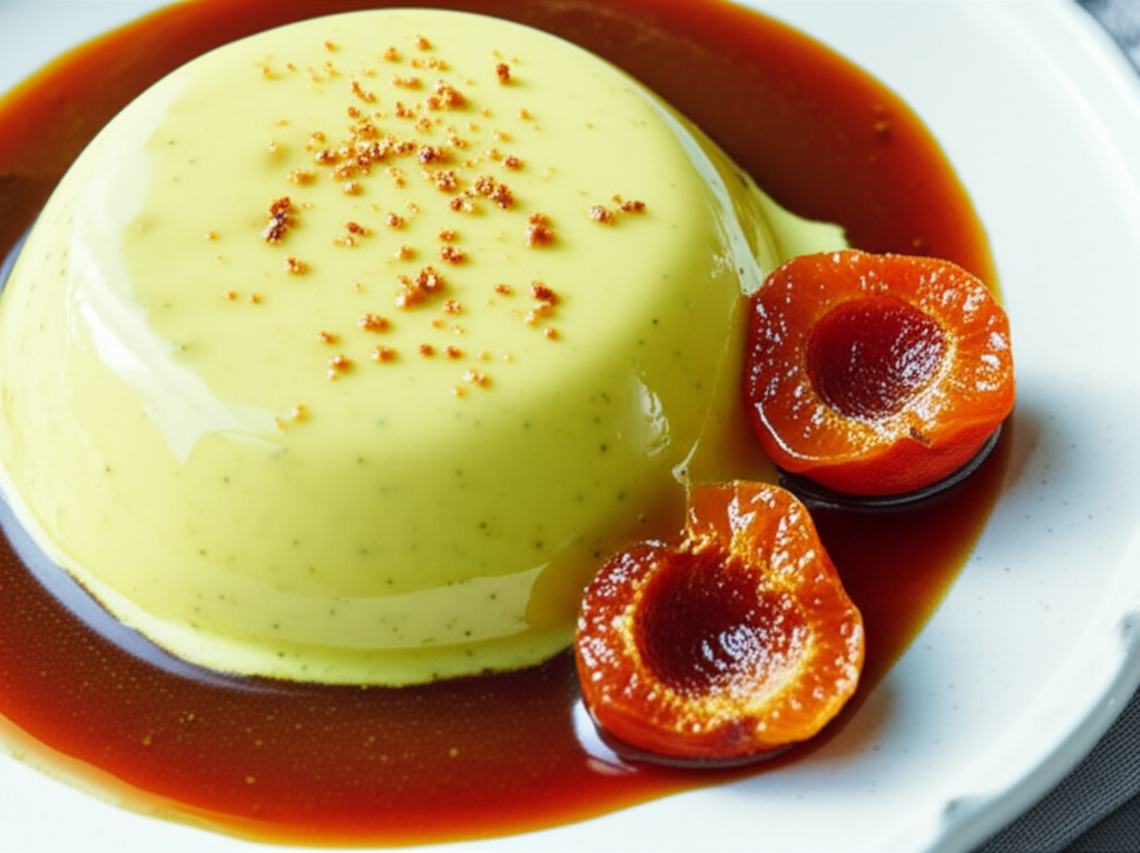 Basil Custard With Apricot Caramel Dessert image