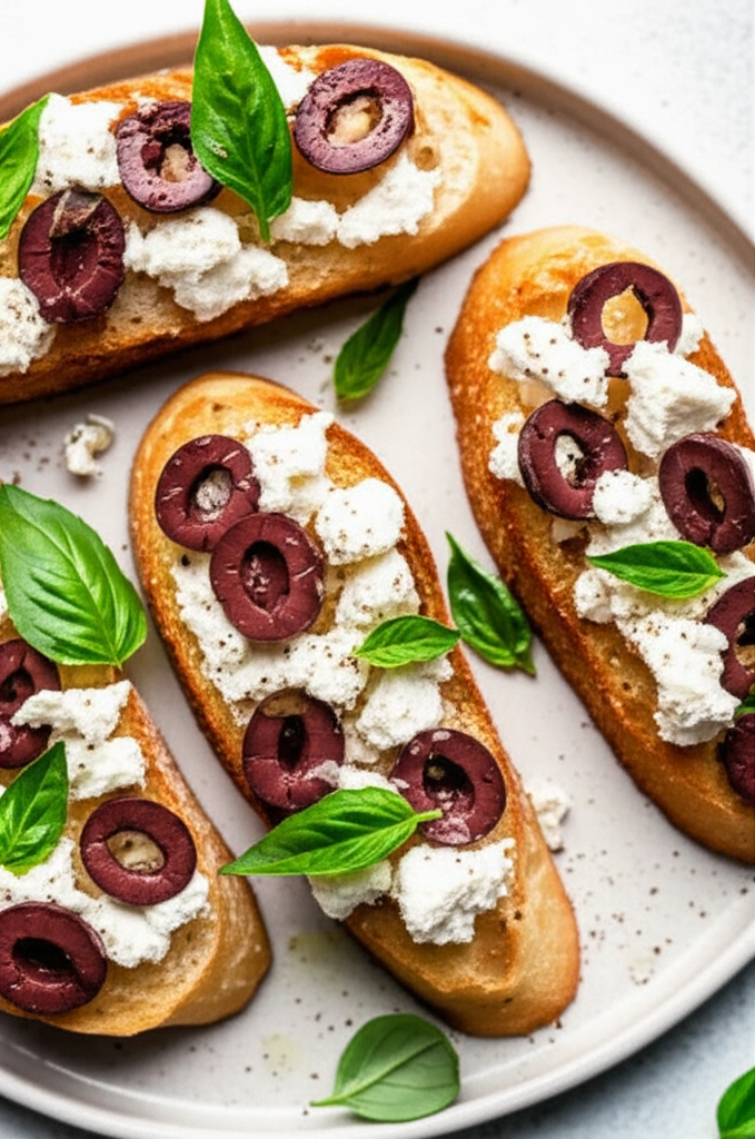 Basil Feta Olive Toast image