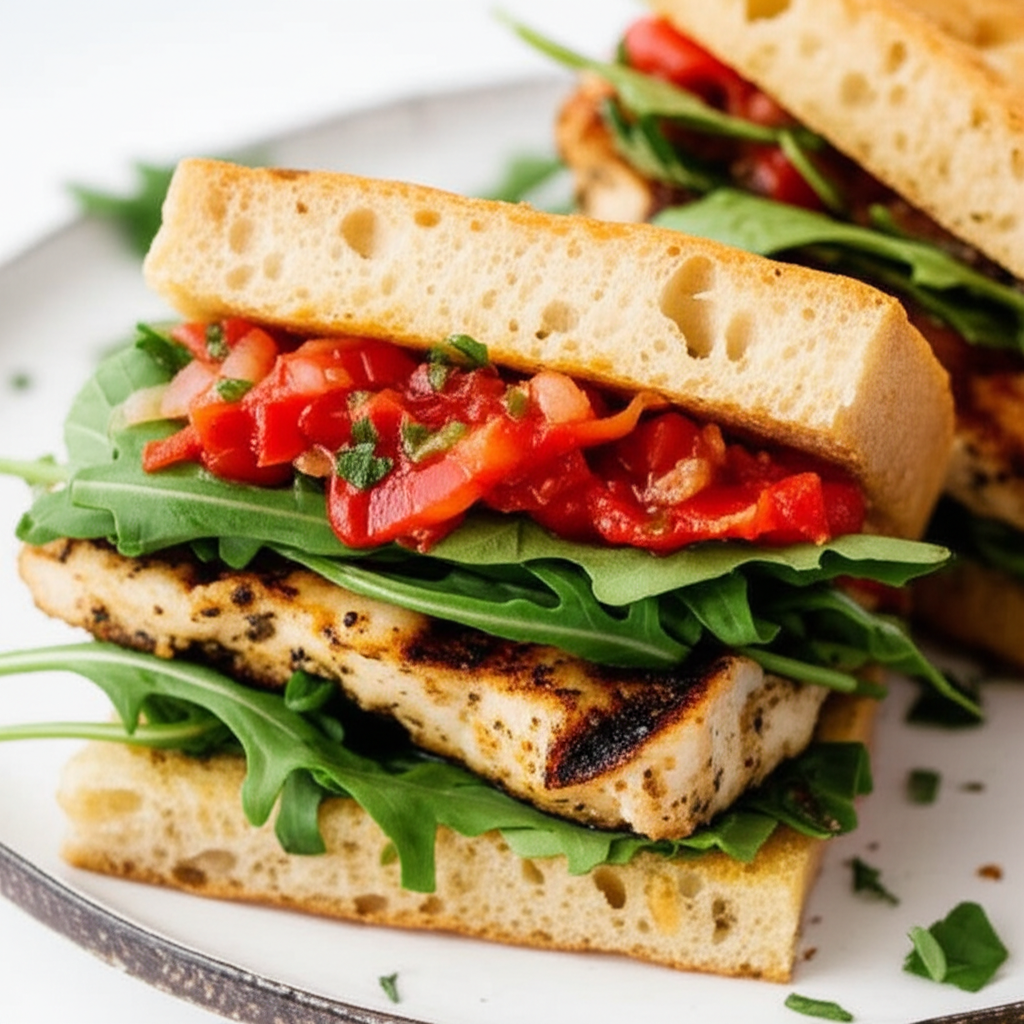 Basil Grilled Chicken Sandwiches With Red Pepper Relish image
