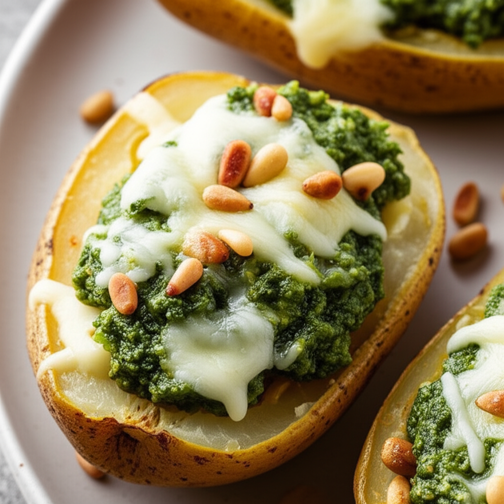 Basil Pesto Twice Baked Potatoes image
