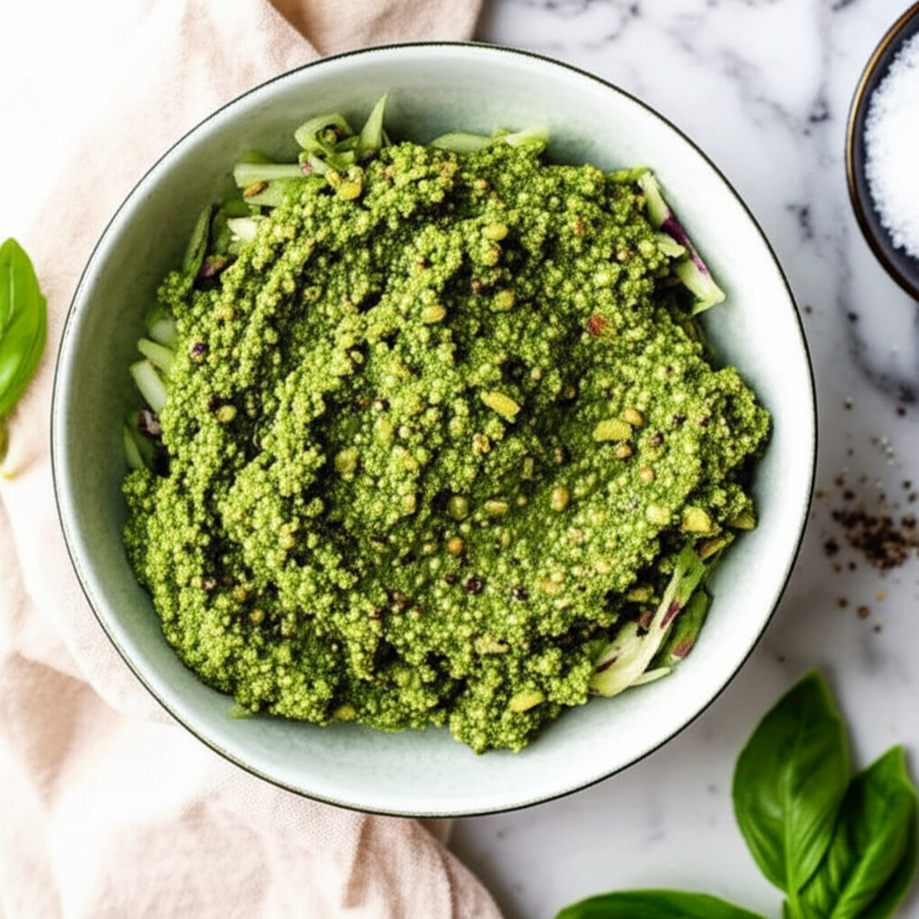 Basil Pistachio Pesto Raw Recipe image