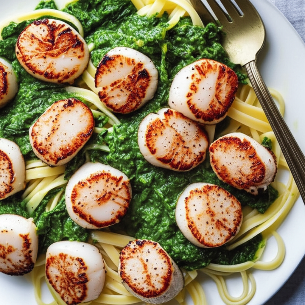 Basil Scallops With Gluten Free Pasta image