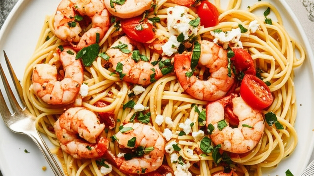 Basil Shrimp And Feta Pasta image