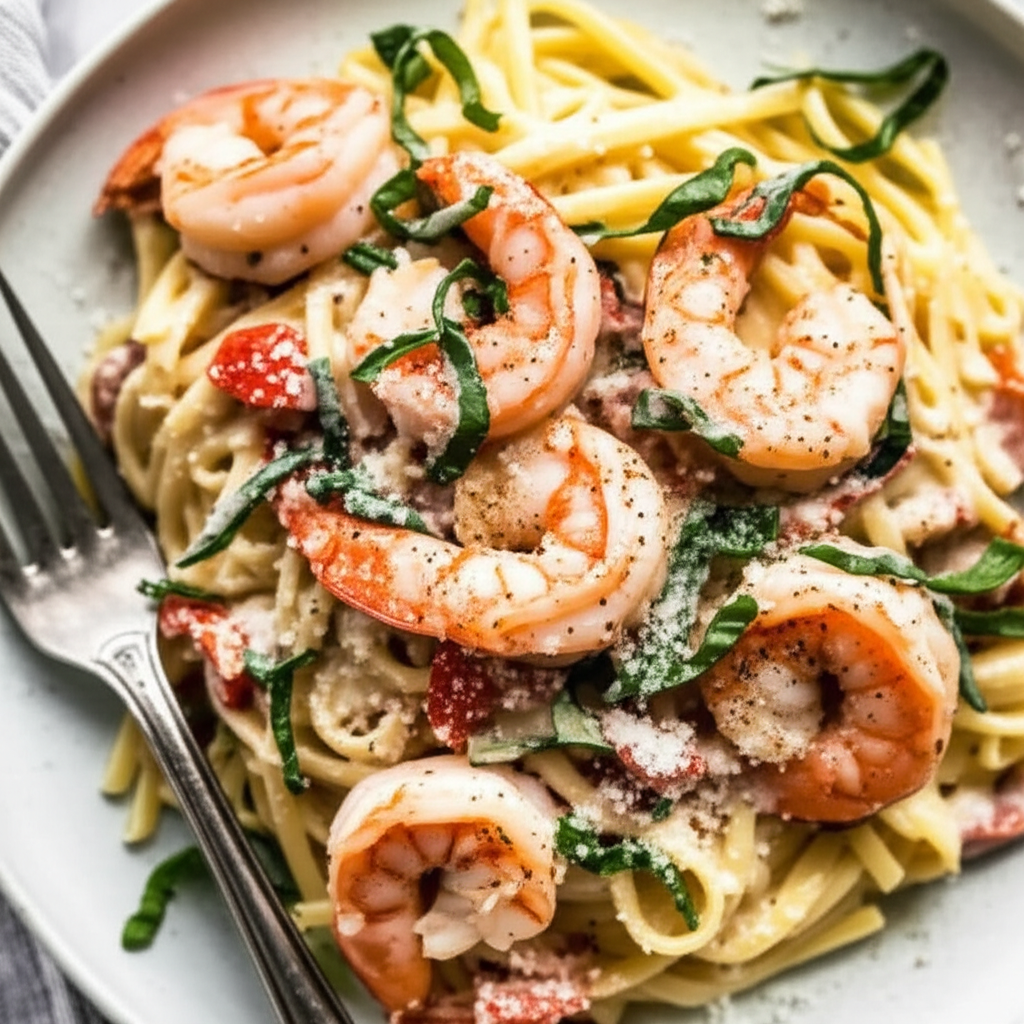 Basil Shrimp Pasta image