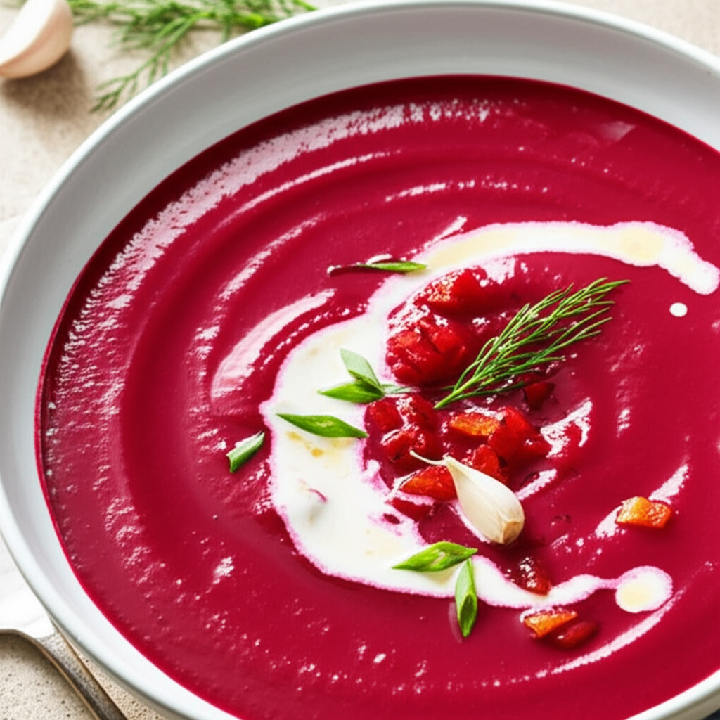 A Cold Summer Soup Of Beets And Pimento Pepper image