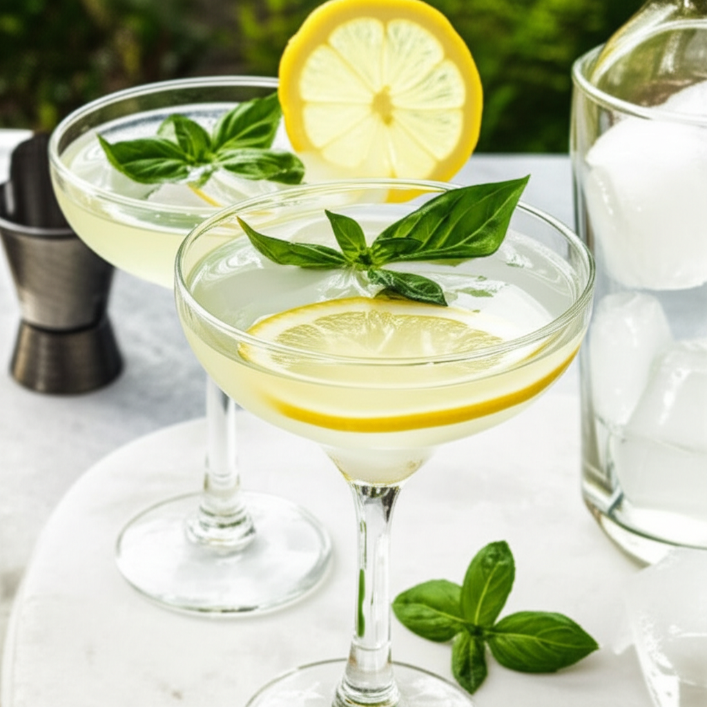 Basil Lemon Gimlets image