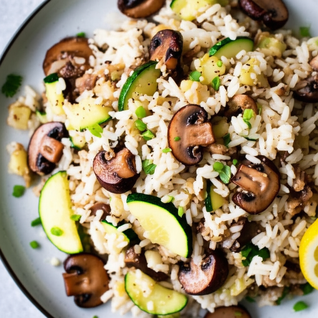 Basmati Coconut Rice With Mushrooms And Zucchini image