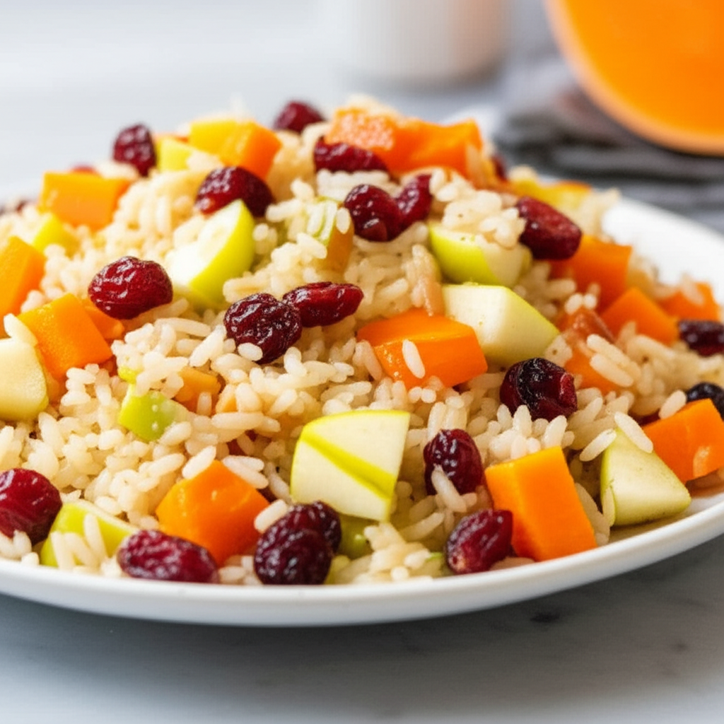Basmati Rice Pilaf With Apples Squash And Cranberries image
