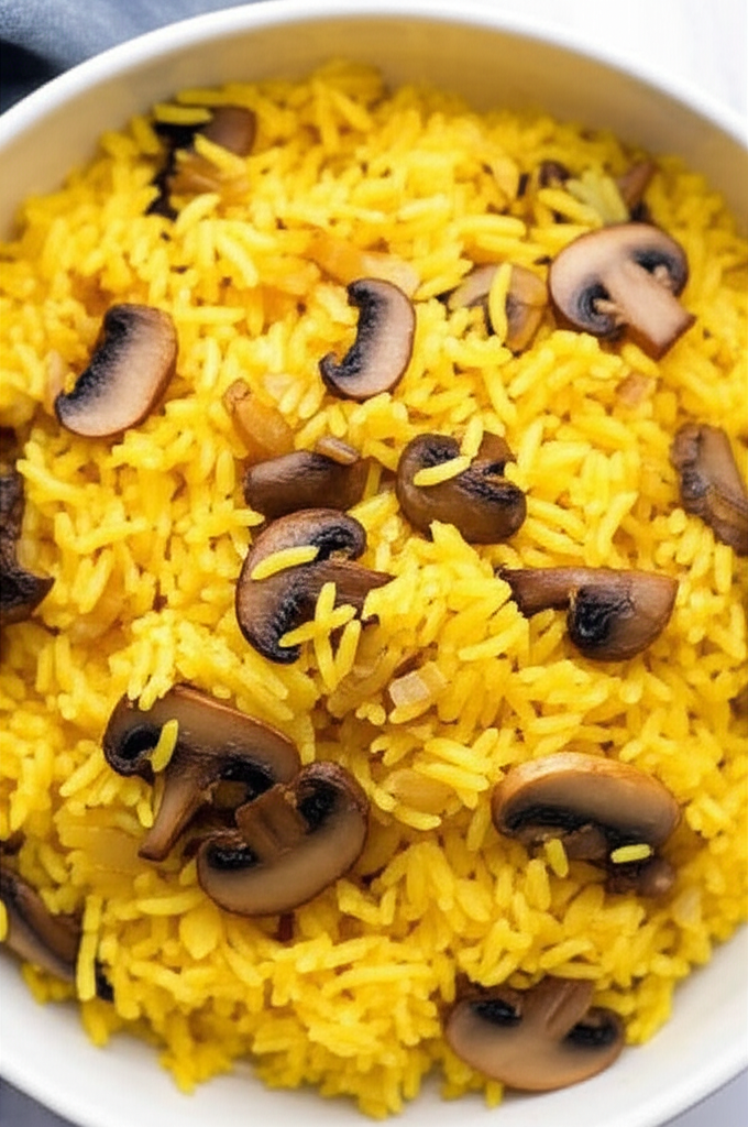 Basmati Rice With Turmeric And Mushrooms image