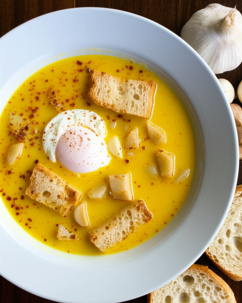 Basque Garlic And Bread Soup Sopa De Ajo image
