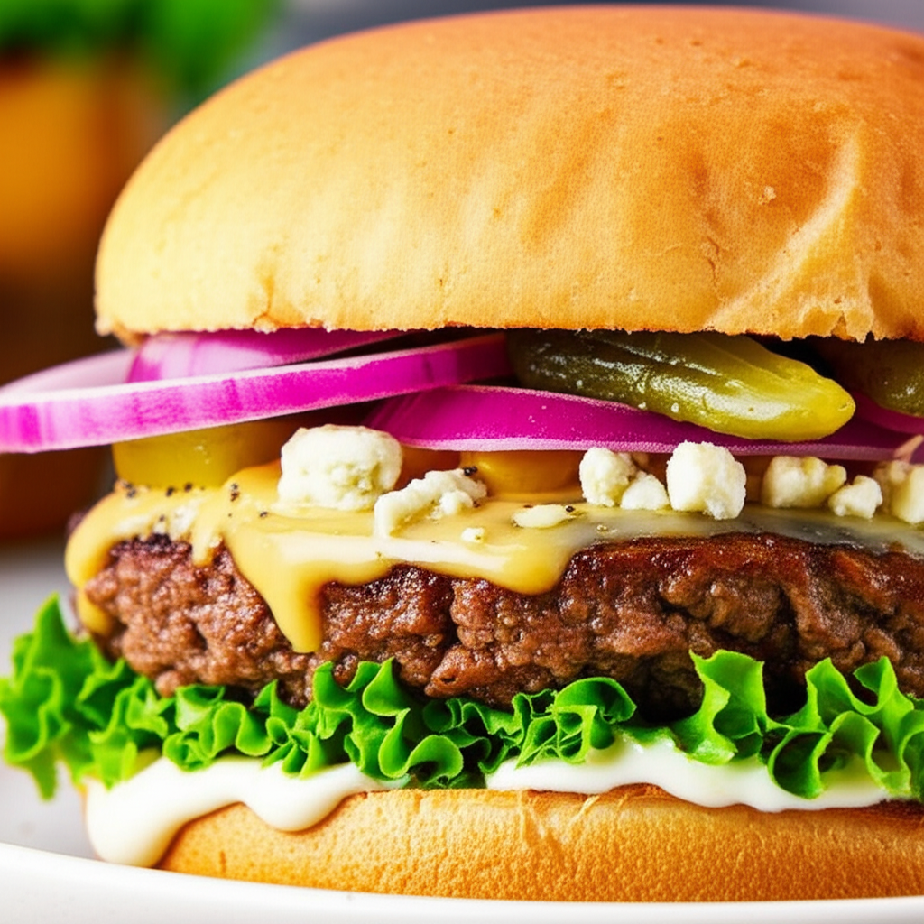 Bastille Burger Bearnaise Blue Cheese And Red Onion Burgers image