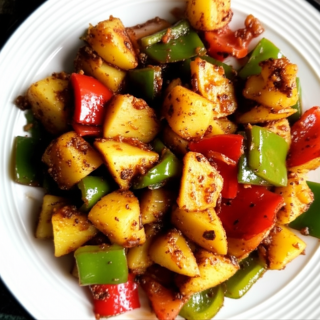 Batatya Chi Sukki Bhaji Sauteed Potatoes And Bell Pepper image