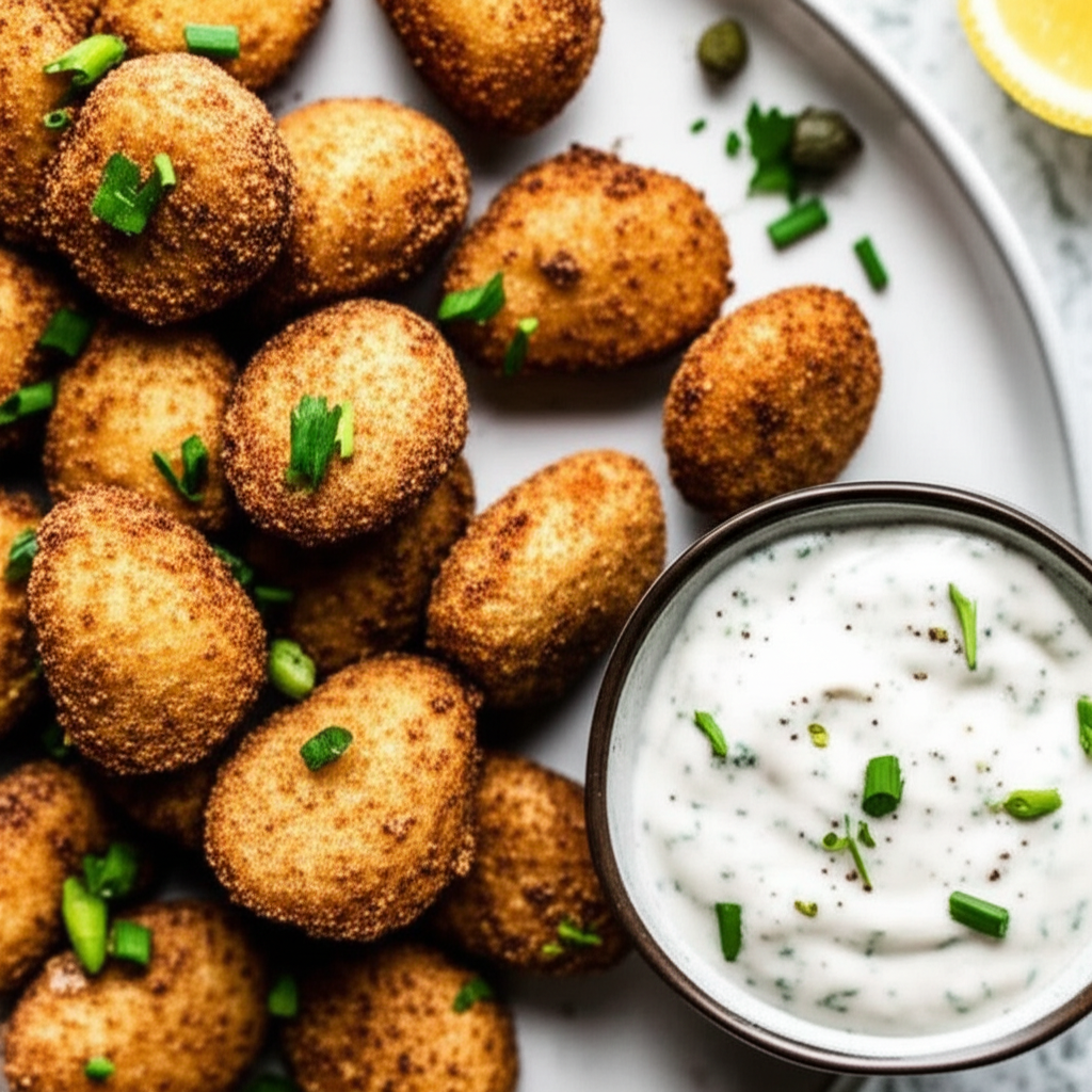 Battered Queenies With Tartar Sauce Manx Scallops image