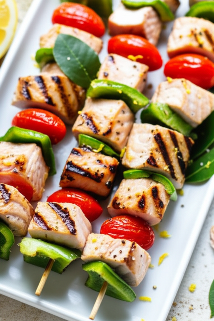 Bay Leaf And Lemon Marinated Swordfish Kabobs image