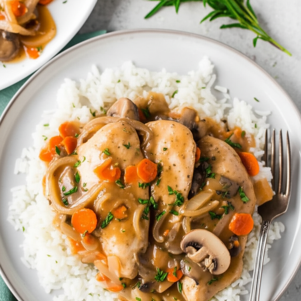 Smothered Chicken With Mushrooms And Onions image