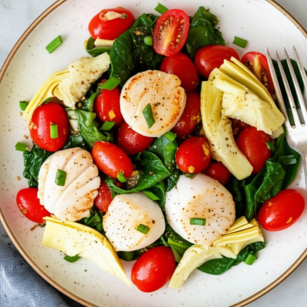Bay Scallops With Artichokes And Tomatoes