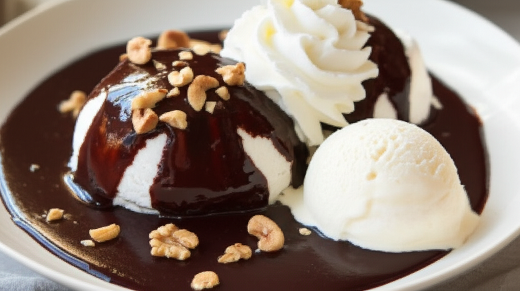 Snow Eggs With Chocolate Sauce image