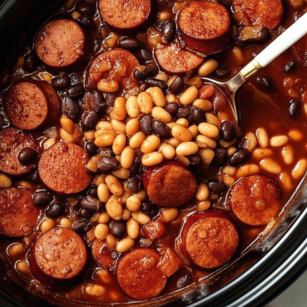 Bbq Beans And Sausage Crock Pot image
