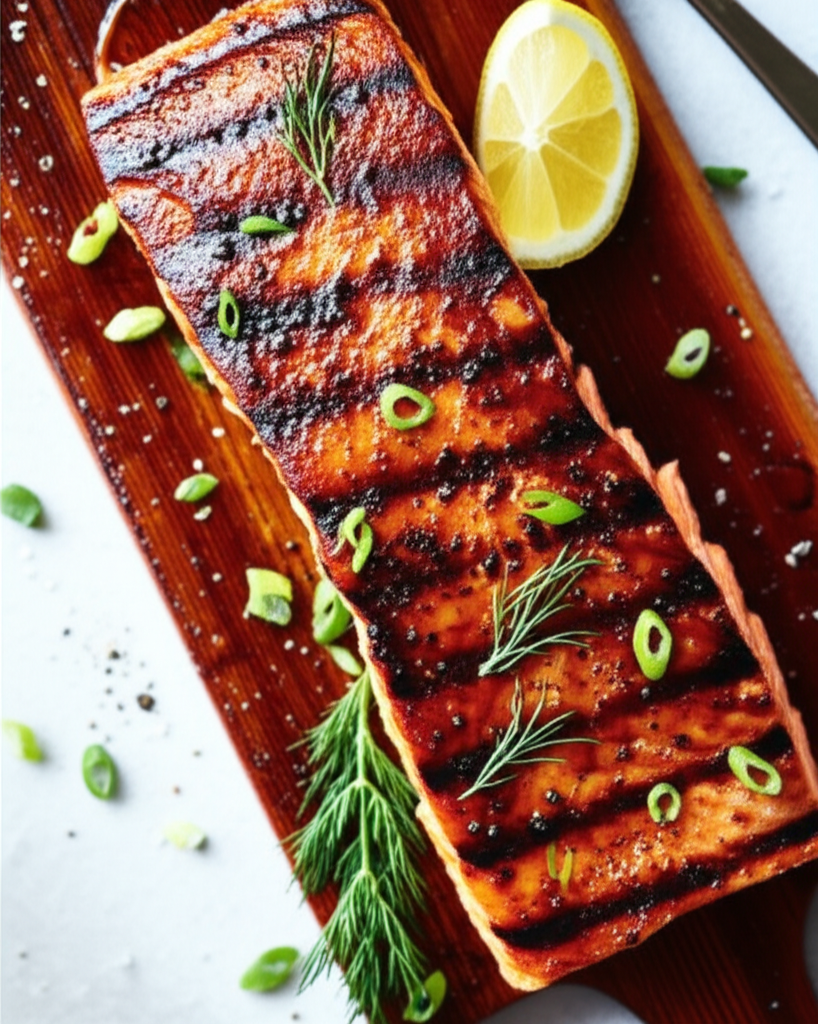 Bbq Cedar Plank Salmon With Maple image