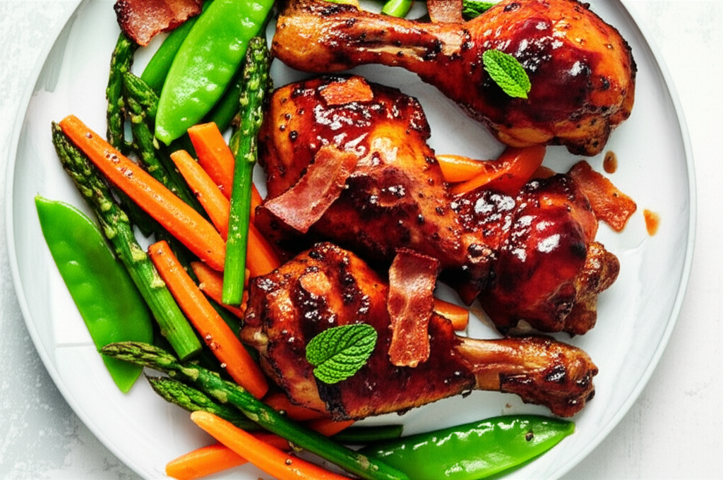 Bbq Chicken Legs With Sauteed Veggies image