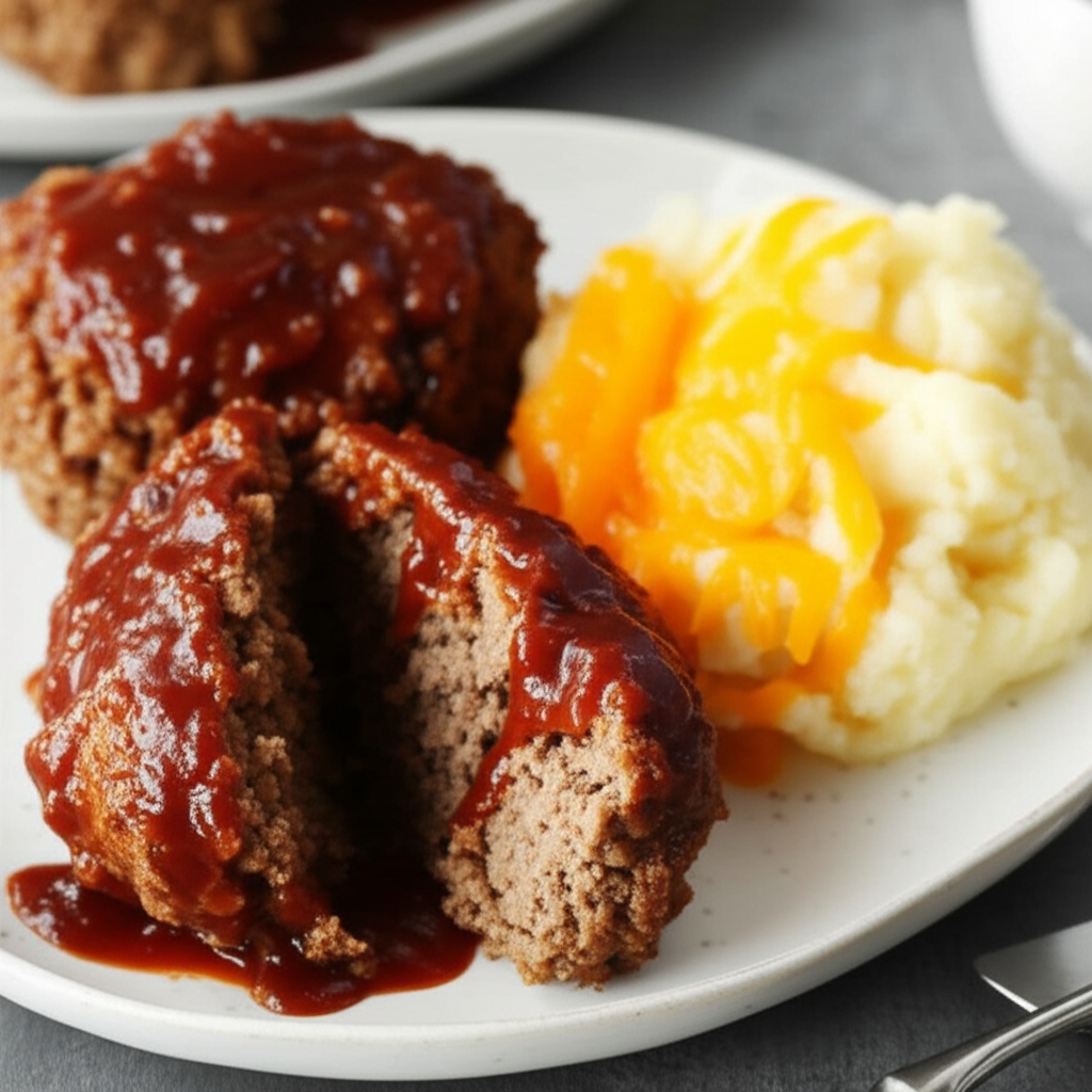 Bbq Meat Loaves With Cheddar Potatoes image