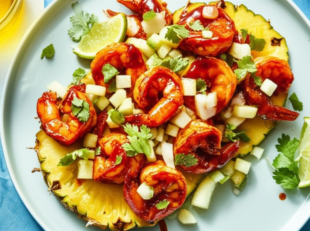 Bbq Shrimp On Pineapple Planks image